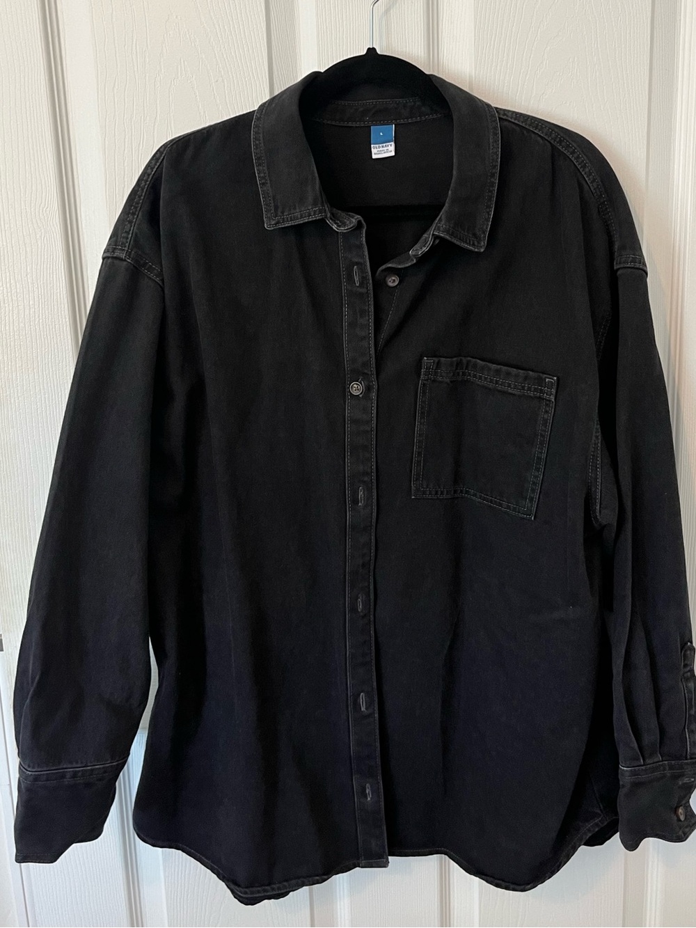 Black Denim Button-Up Shirt